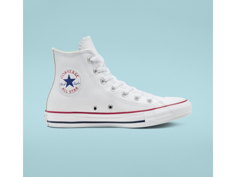 Converse Taylor Star Leather Hi 132169C color blanco.