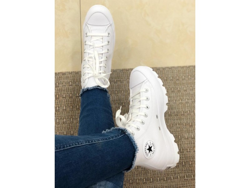 Lugged Hi Leather Chuck All Star en blanco.