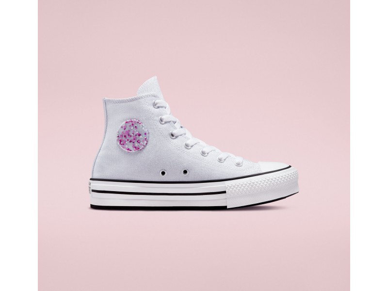 mermelada Viaje hierro Converse Chuck Taylor All Star Platform Lift Hi Glitter 272839C plata.